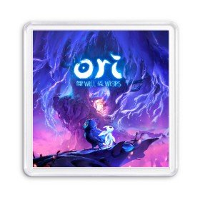 Магнит 55*55 с принтом Ori - And The Will Of The Wisp в Кировске, Пластик | Размер: 65*65 мм; Размер печати: 55*55 мм | microsoft studios | moon studios | ori | ori and the blind forest | unity | лес | луна | нибела | ночной лес | ночь | ори | платформер | сова