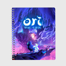 Тетрадь с принтом Ori - And The Will Of The Wisp в Кировске, 100% бумага | 48 листов, плотность листов — 60 г/м2, плотность картонной обложки — 250 г/м2. Листы скреплены сбоку удобной пружинной спиралью. Уголки страниц и обложки скругленные. Цвет линий — светло-серый
 | microsoft studios | moon studios | ori | ori and the blind forest | unity | лес | луна | нибела | ночной лес | ночь | ори | платформер | сова