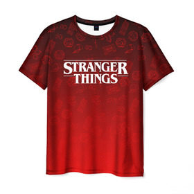 Мужская футболка 3D с принтом STRANGER THINGS в Кировске, 100% полиэфир | прямой крой, круглый вырез горловины, длина до линии бедер | stranger things | очень странные дела
