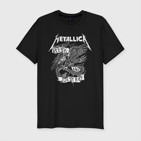 Мужская футболка премиум с принтом Metallica в Кировске, 92% хлопок, 8% лайкра | приталенный силуэт, круглый вырез ворота, длина до линии бедра, короткий рукав | metalica | metallica | группа | джеймс хэтфилд | кирк хэмметт | ларс ульрих | метал | металика | металлика | миталика | музыка | роберт трухильо | рок | трэш | трэшметал | хард | хеви