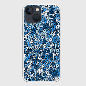 Чехол для iPhone 13 mini с принтом FCZP в Кировске,  |  | fcz | белый | буквы | зенит | паттерн | питер | санкт петербург | сине бело голубые | синий | спб