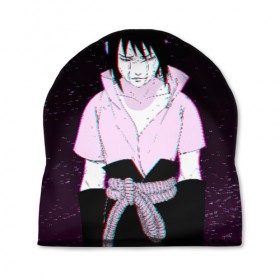 Шапка 3D с принтом SAD SASUKE GLITCH EFFECT в Кировске, 100% полиэстер | универсальный размер, печать по всей поверхности изделия | 