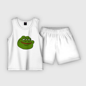 Детская пижама с шортами хлопок с принтом PepeHappy в Кировске,  |  | feels bad man | feels good man | pepe | pepe the frog | sad pepe | грустная лягушка | пепе