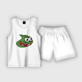 Детская пижама с шортами хлопок с принтом Pepega в Кировске,  |  | feels bad man | feels good man | pepe | pepe the frog | sad pepe | грустная лягушка | пепе | пепега