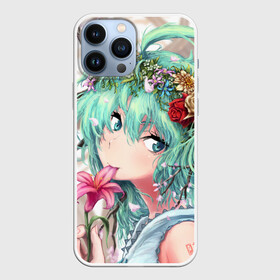 Чехол для iPhone 13 Pro Max с принтом Цветок и Хацуне Мику в Кировске,  |  | anime | character | geisha | hatsune miku | japan | kimono | manga | style | аниме | вокалоид | девушки | манга | мульт | оружие | сёдзё | сериал | хатсуне мику