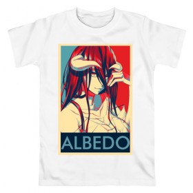 Мужская футболка хлопок с принтом Альбедо в Кировске, 100% хлопок | прямой крой, круглый вырез горловины, длина до линии бедер, слегка спущенное плечо. | overlord | альбедо | аниме | повелитель