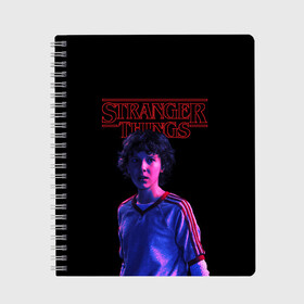 Тетрадь с принтом STRANGER THINGS - Дина в Кировске, 100% бумага | 48 листов, плотность листов — 60 г/м2, плотность картонной обложки — 250 г/м2. Листы скреплены сбоку удобной пружинной спиралью. Уголки страниц и обложки скругленные. Цвет линий — светло-серый
 | 011 | down | eleven | netflix | season | series | strange | stranger | things | upside | дела | дина | загадочные | монстр | монстры | одиннадцать | очень | сезон | сериал | сериалы | события | странные | ужасы