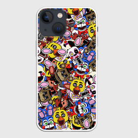 Чехол для iPhone 13 mini с принтом FNAF STICKERBOMBING в Кировске,  |  | five nights | five nights freddy | fnaf | freddy nights | freddy s | фнаф | фредди