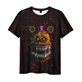 Мужская футболка 3D с принтом FNAF Nightmare в Кировске, 100% полиэфир | прямой крой, круглый вырез горловины, длина до линии бедер | blood | five nights at freddy’s | fnaf | game | horror | игра | кровь | пять ночей у фредди | ужас | фнаф | фреди