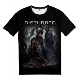 Мужская футболка 3D с принтом Disturbed в Кировске, 100% полиэфир | прямой крой, круглый вырез горловины, длина до линии бедер | disturbed | heavy metal | группы | метал | рок