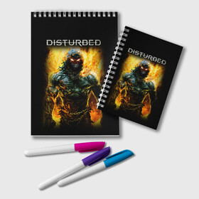 Блокнот с принтом Disturbed в Кировске, 100% бумага | 48 листов, плотность листов — 60 г/м2, плотность картонной обложки — 250 г/м2. Листы скреплены удобной пружинной спиралью. Цвет линий — светло-серый
 | disturbed | heavy metal | the guy | группы | метал | рок