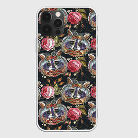 Чехол для iPhone 12 Pro Max с принтом Еноты в Кировске, Силикон |  | animals | art | drawing | embroidery | flower | raccoons | rose | touches | wild | вышивка | дикие | еноты | животные | звери | искусство | рисунок | роза | цветок | штрихи