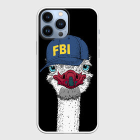 Чехол для iPhone 13 Pro Max с принтом FBI в Кировске,  |  | beak | bird | blue | cap | fbi | funny | head | inscription | long | neck | ostrich | red | весёлый | голова | длинная | кепка | клюв | красный | надпись | птица | синяя | смешной | страус | фбр | шея