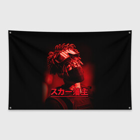 Флаг-баннер с принтом Scarlxrd (Фото) в Кировске, 100% полиэстер | размер 67 х 109 см, плотность ткани — 95 г/м2; по краям флага есть четыре люверса для крепления | japan | rap | scarlxrd | реп | рэп | скарлорд