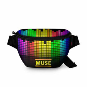 Поясная сумка 3D с принтом MUSE BAND в Кировске, 100% полиэстер | плотная ткань, ремень с регулируемой длиной, внутри несколько карманов для мелочей, основное отделение и карман с обратной стороны сумки застегиваются на молнию | muse | rock | рок