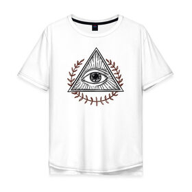 Мужская футболка хлопок Oversize с принтом Всевидящее око в Кировске, 100% хлопок | свободный крой, круглый ворот, “спинка” длиннее передней части | всевидящее око | глаз | лучезарная дельта | масонство | масоны | творец