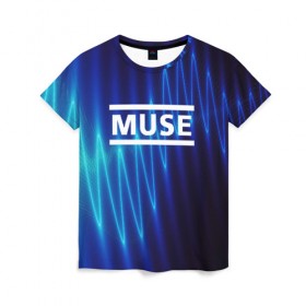Женская футболка 3D с принтом MUSE в Кировске, 100% полиэфир ( синтетическое хлопкоподобное полотно) | прямой крой, круглый вырез горловины, длина до линии бедер | muse | rock | рок