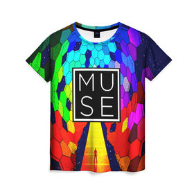 Женская футболка 3D с принтом MUSE в Кировске, 100% полиэфир ( синтетическое хлопкоподобное полотно) | прямой крой, круглый вырез горловины, длина до линии бедер | muse | rock | рок
