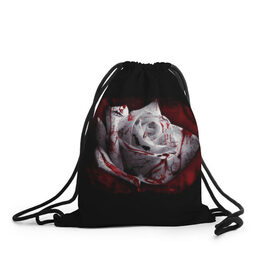 Рюкзак-мешок 3D с принтом Кровавая роза в Кировске, 100% полиэстер | плотность ткани — 200 г/м2, размер — 35 х 45 см; лямки — толстые шнурки, застежка на шнуровке, без карманов и подкладки | брызги | кровавая роза | кровь | роза | цветы