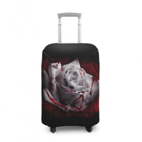 Чехол для чемодана 3D с принтом Кровавая роза в Кировске, 86% полиэфир, 14% спандекс | двустороннее нанесение принта, прорези для ручек и колес | брызги | кровавая роза | кровь | роза | цветы