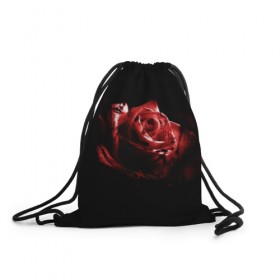 Рюкзак-мешок 3D с принтом Кровавая роза в Кировске, 100% полиэстер | плотность ткани — 200 г/м2, размер — 35 х 45 см; лямки — толстые шнурки, застежка на шнуровке, без карманов и подкладки | брызги | кровавая роза | кровь | роза | цветы