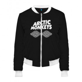 Женский бомбер 3D с принтом ARCTIC MONKEYS в Кировске, 100% полиэстер | застегивается на молнию, по бокам два кармана без застежек, мягкие манжеты, по низу бомбера и на воротнике — эластичная резинка | arctic monkeys | арктик манкис | арктические мартышки