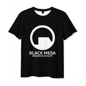 Мужская футболка 3D с принтом BLACK MESA в Кировске, 100% полиэфир | прямой крой, круглый вырез горловины, длина до линии бедер | aperture laboratorie | black mesa | gordon freeman | half life | half life 3 | valve | блэк меса | вэлв | гордон фриман | халф лайф