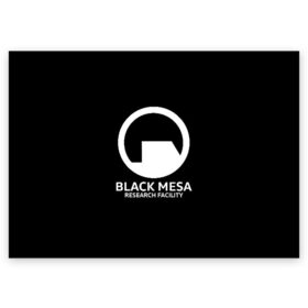 Поздравительная открытка с принтом BLACK MESA в Кировске, 100% бумага | плотность бумаги 280 г/м2, матовая, на обратной стороне линовка и место для марки
 | aperture laboratorie | black mesa | gordon freeman | half life | half life 3 | valve | блэк меса | вэлв | гордон фриман | халф лайф