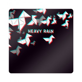 Магнит виниловый Квадрат с принтом Heavy Rain (Glitch). в Кировске, полимерный материал с магнитным слоем | размер 9*9 см, закругленные углы | 3d | game | glitch | heavy rain | геометрия | глитч | игра | надпись | оригами | хеви рейн