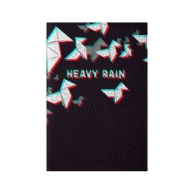 Обложка для паспорта матовая кожа с принтом Heavy Rain (Glitch). в Кировске, натуральная матовая кожа | размер 19,3 х 13,7 см; прозрачные пластиковые крепления | 3d | game | glitch | heavy rain | геометрия | глитч | игра | надпись | оригами | хеви рейн