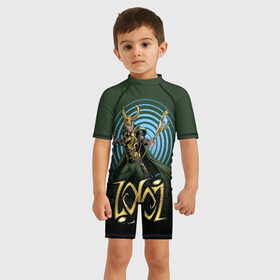 Детский купальный костюм 3D с принтом Loki в Кировске, Полиэстер 85%, Спандекс 15% | застежка на молнии на спине | agent of asgard | comics | laufeyson | loki | marvel | odinson | локи