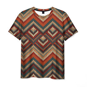 Мужская футболка 3D с принтом Индейский Вязаный Узор в Кировске, 100% полиэфир | прямой крой, круглый вырез горловины, длина до линии бедер | абстракция | вождь | вышивка | индеец | индейцы | кружева | кружево | орнамент | панчо | паттерн | племя краснокожих | рисунок | свитер | узор