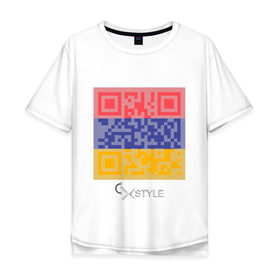Мужская футболка хлопок Oversize с принтом QR-Armenia в Кировске, 100% хлопок | свободный крой, круглый ворот, “спинка” длиннее передней части | cxstyle | qr | армения | код | символ | страна | флаг