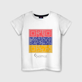 Детская футболка хлопок с принтом QR-Armenia в Кировске, 100% хлопок | круглый вырез горловины, полуприлегающий силуэт, длина до линии бедер | cxstyle | qr | армения | код | символ | страна | флаг