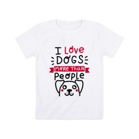 Детская футболка хлопок с принтом Любитель Собак в Кировске, 100% хлопок | круглый вырез горловины, полуприлегающий силуэт, длина до линии бедер | dog | lover | любовь | пес | псы | собакен | собаки | собек