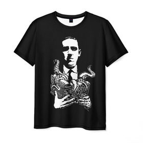 Мужская футболка 3D с принтом Лавкрафт в Кировске, 100% полиэфир | прямой крой, круглый вырез горловины, длина до линии бедер | cthulhu | cthulhu fhtagn | lovecraft | ктулху