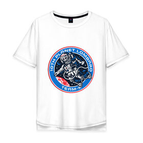 Мужская футболка хлопок Oversize с принтом Космонавт Team-X в Кировске, 100% хлопок | свободный крой, круглый ворот, “спинка” длиннее передней части | 