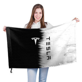 Флаг 3D с принтом TESLA (2) в Кировске, 100% полиэстер | плотность ткани — 95 г/м2, размер — 67 х 109 см. Принт наносится с одной стороны | elon | elon musk | musk | space | tesla | автолюбитель | автомобиль | илон маск | тесла