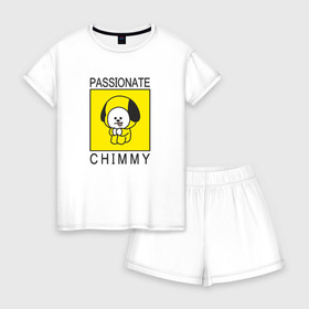 Женская пижама с шортиками хлопок с принтом PASSIONATE CHIMMY [BTS] в Кировске, 100% хлопок | футболка прямого кроя, шорты свободные с широкой мягкой резинкой | bangtan | bighit | boy | chimmy | fake love | j hope | jimin | jin | jungkook | korea | kpop | live | luv | mic drop | rm | suga | v | with | бтс | кей | поп