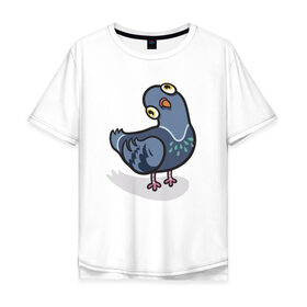 Мужская футболка хлопок Oversize с принтом Удивленный голубь в Кировске, 100% хлопок | свободный крой, круглый ворот, “спинка” длиннее передней части | 