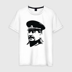 Мужская футболка хлопок с принтом Сталин в Кировске, 100% хлопок | прямой крой, круглый вырез горловины, длина до линии бедер, слегка спущенное плечо. | stalin | ussr | иосиф сталин | коммунизм | комунизм | ссср | сталин