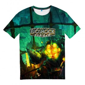 Мужская футболка 3D с принтом BIOSHOCK в Кировске, 100% полиэфир | прямой крой, круглый вырез горловины, длина до линии бедер | bioshock | bioshock infinite | биошок | букер | элизабет