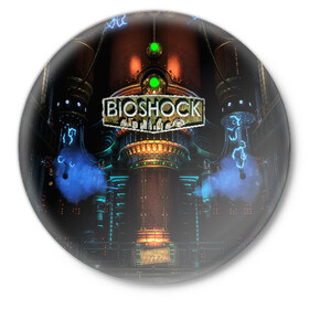 Значок с принтом BIOSHOCK в Кировске,  металл | круглая форма, металлическая застежка в виде булавки | bioshock | bioshock infinite | биошок | букер | элизабет