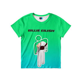 Детская футболка 3D с принтом Billie Eilish в Кировске, 100% гипоаллергенный полиэфир | прямой крой, круглый вырез горловины, длина до линии бедер, чуть спущенное плечо, ткань немного тянется | ayelish | bad guy | bellyache | bilie eilish | bilie elish | billie | billie eilish | eilish | electronic | elish | music | билли айлиш | эйлиш | элиш