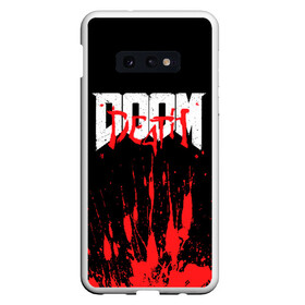 Чехол для Samsung S10E с принтом DOOM Bloody в Кировске, Силикон | Область печати: задняя сторона чехла, без боковых панелей | 2019 | bethesda | demon | doom | eternal | ethernal | game | games | logo | monster | runes | демон | дум | дуум | етернал | игра | игры | какодемон | кровь | лого | логотип | монстр | монстры | руны | символ | этернал