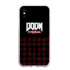 Чехол для iPhone XS Max матовый с принтом DOOM Eternal в Кировске, Силикон | Область печати: задняя сторона чехла, без боковых панелей | 2019 | bethesda | demon | doom | eternal | ethernal | game | games | logo | monster | runes | демон | дум | дуум | етернал | игра | игры | какодемон | кровь | лого | логотип | монстр | монстры | руны | символ | этернал