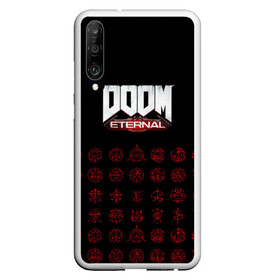 Чехол для Honor P30 с принтом DOOM Eternal в Кировске, Силикон | Область печати: задняя сторона чехла, без боковых панелей | 2019 | bethesda | demon | doom | eternal | ethernal | game | games | logo | monster | runes | демон | дум | дуум | етернал | игра | игры | какодемон | кровь | лого | логотип | монстр | монстры | руны | символ | этернал