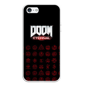 Чехол для iPhone 5/5S матовый с принтом DOOM Eternal в Кировске, Силикон | Область печати: задняя сторона чехла, без боковых панелей | Тематика изображения на принте: 2019 | bethesda | demon | doom | eternal | ethernal | game | games | logo | monster | runes | демон | дум | дуум | етернал | игра | игры | какодемон | кровь | лого | логотип | монстр | монстры | руны | символ | этернал