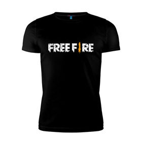 Мужская футболка премиум с принтом Garena Free Fire в Кировске, 92% хлопок, 8% лайкра | приталенный силуэт, круглый вырез ворота, длина до линии бедра, короткий рукав | battlegrounds | fire | free | garena | гарена | фаер | фри