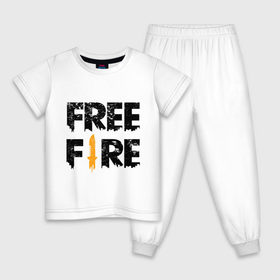 Детская пижама хлопок с принтом Free Fire logo в Кировске, 100% хлопок |  брюки и футболка прямого кроя, без карманов, на брюках мягкая резинка на поясе и по низу штанин
 | Тематика изображения на принте: battlegrounds | fire | free | garena | гарена | фаер | фри